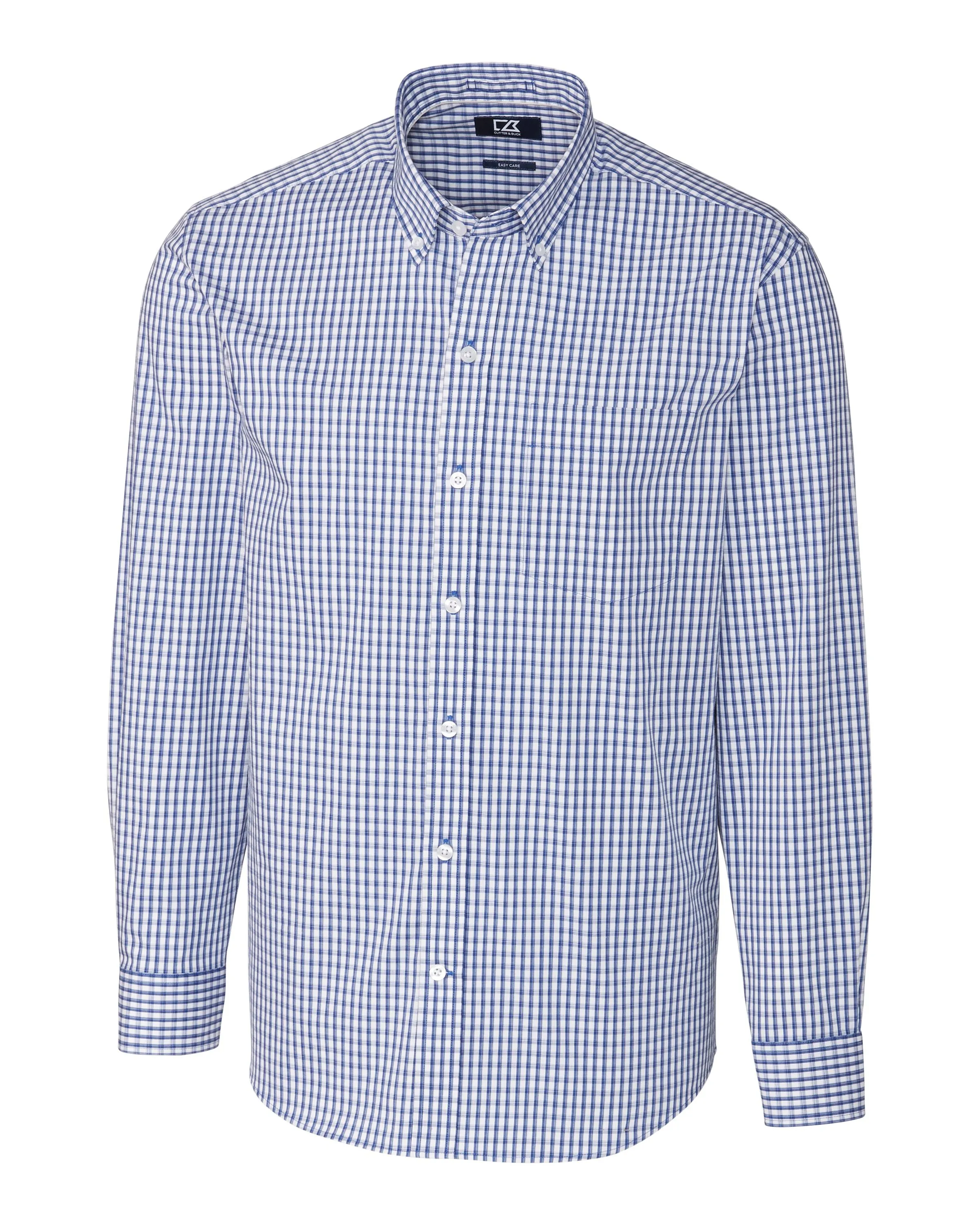 Cutter & Buck Tall Easy Care Stretch Gingham Long Sleeve Dress Shirt