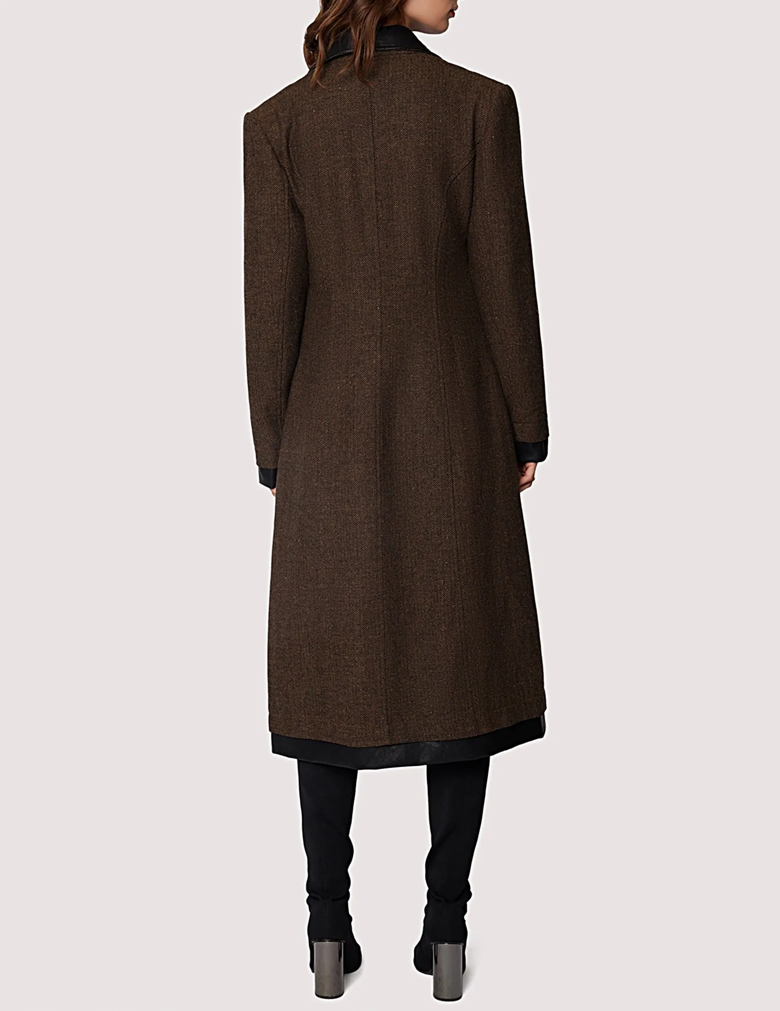 Delfina Longline Brown Tweed Coat