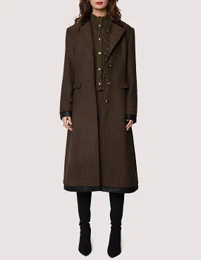 Delfina Longline Brown Tweed Coat