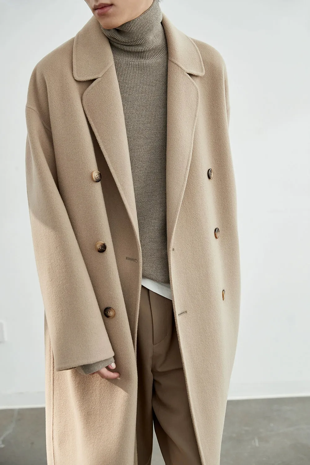 Double-Breasted Oversized Long Coat