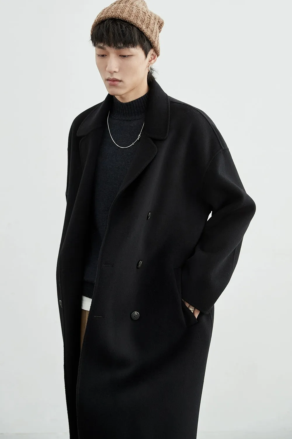 Double-Breasted Oversized Long Coat