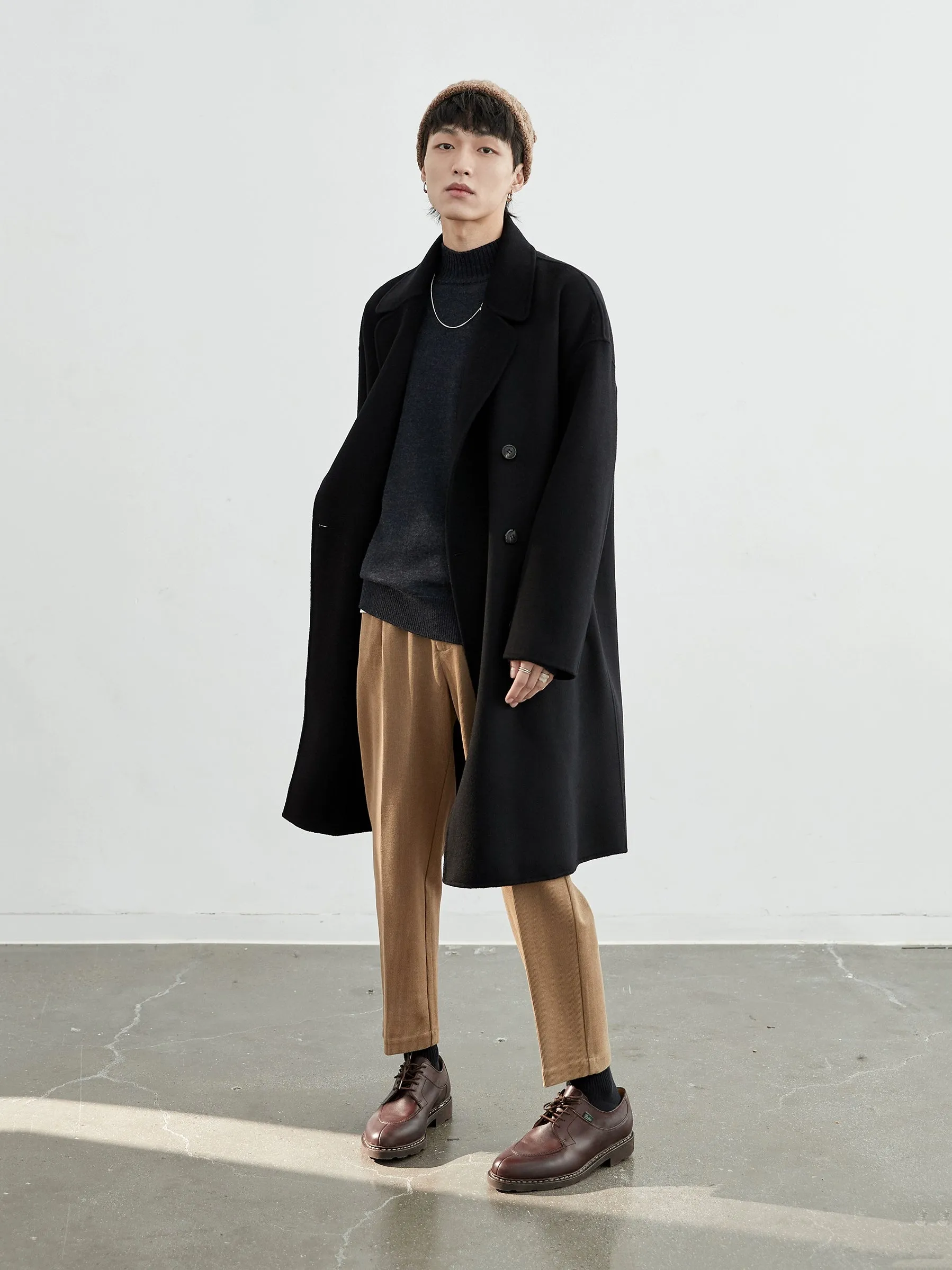 Double-Breasted Oversized Long Coat