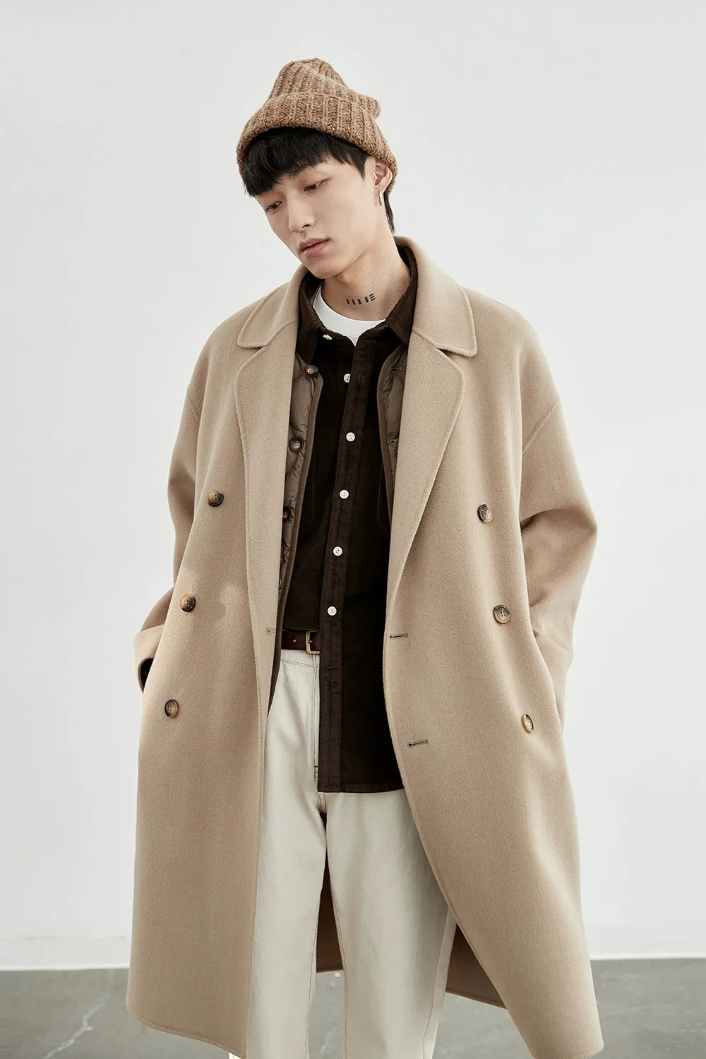 Double-Breasted Oversized Long Coat