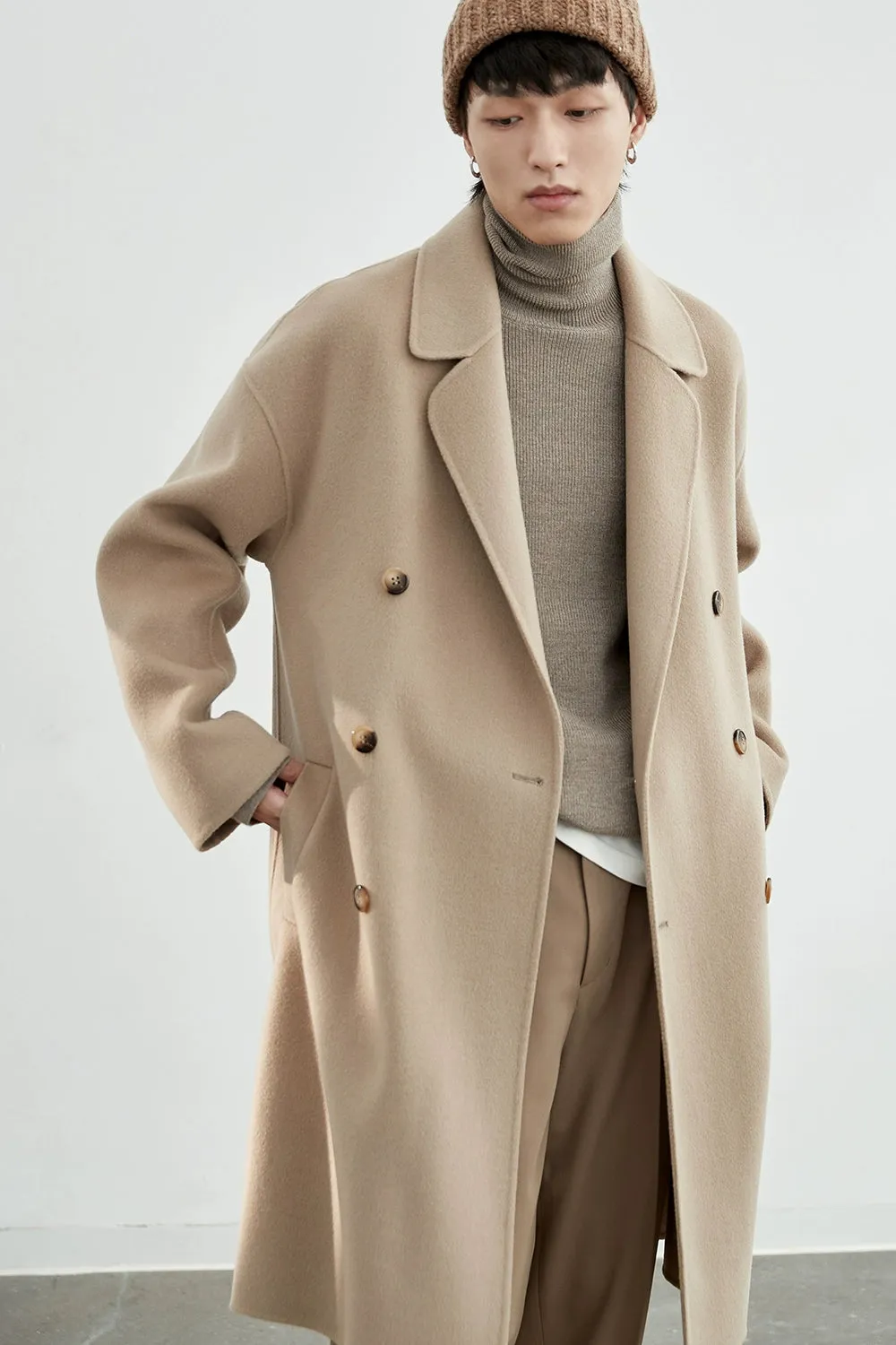 Double-Breasted Oversized Long Coat