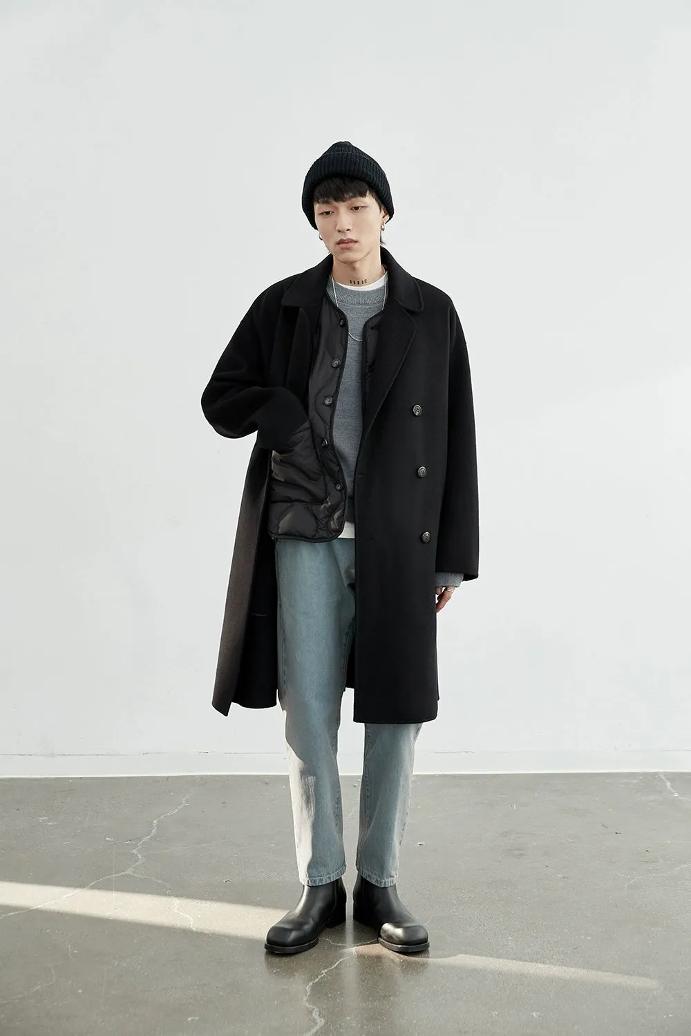 Double-Breasted Oversized Long Coat