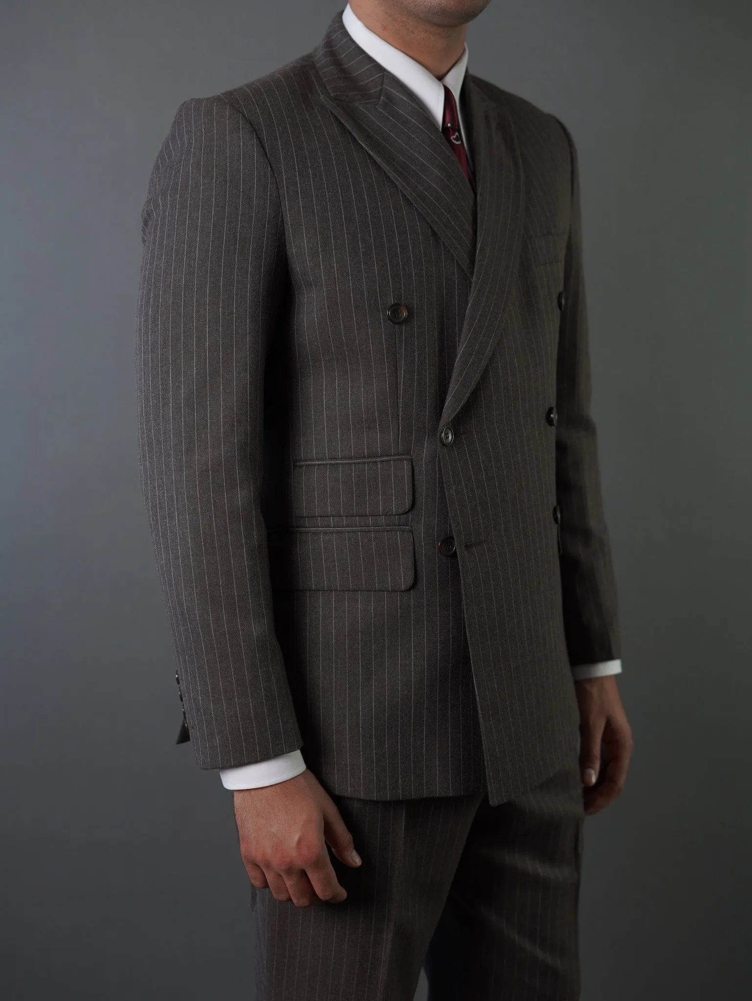 Double breasted suit -  brown striped