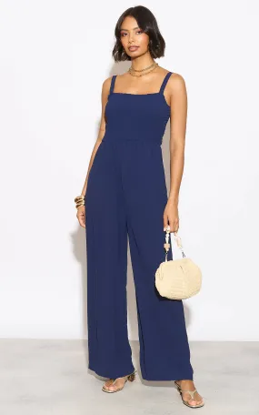 Effortless Wide Leg Cami Jumpsuit in Navy