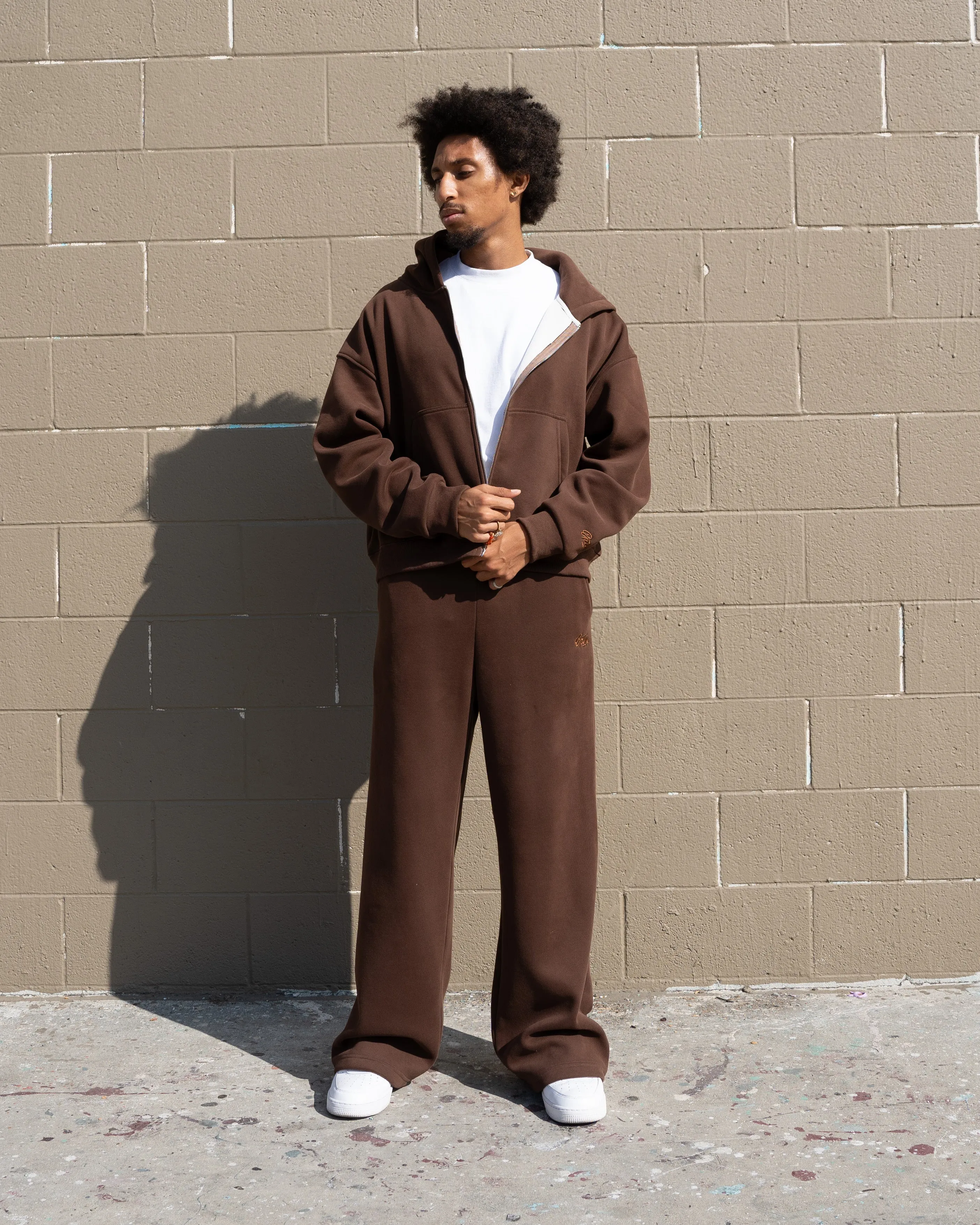 EPTM PERFECT BAGGY FLEECE PANTS - BROWN