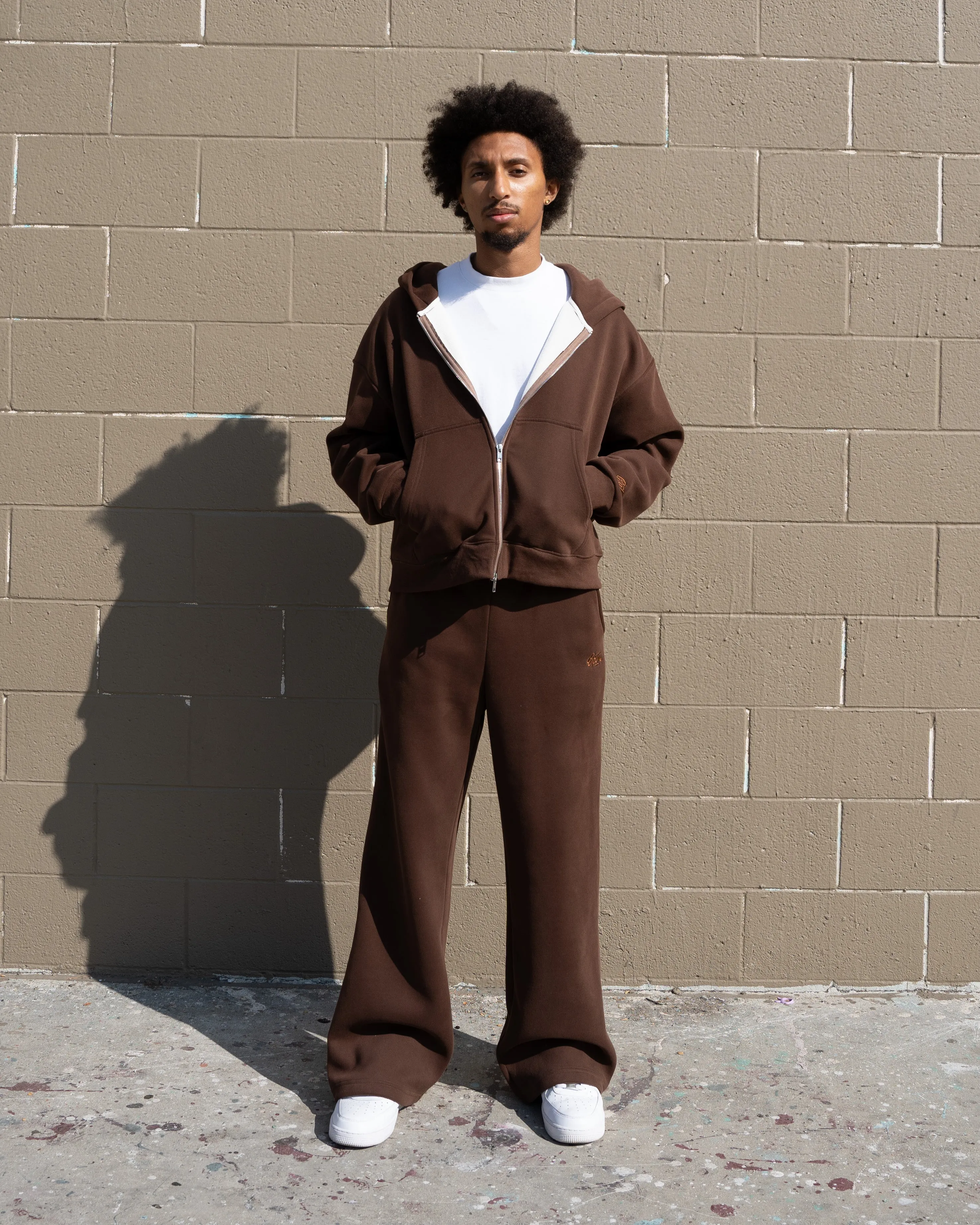 EPTM PERFECT BAGGY FLEECE PANTS - BROWN