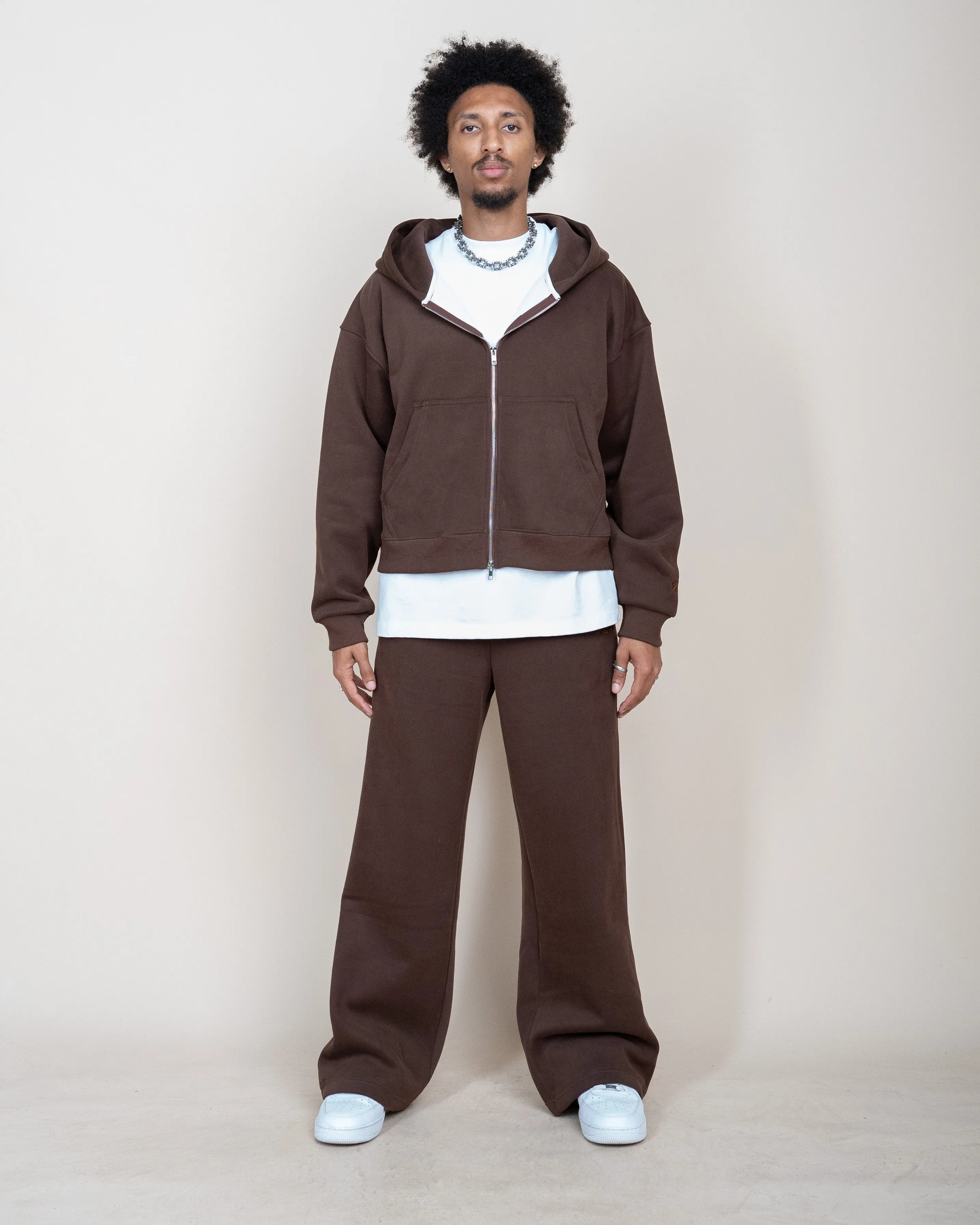 EPTM PERFECT BAGGY FLEECE PANTS - BROWN