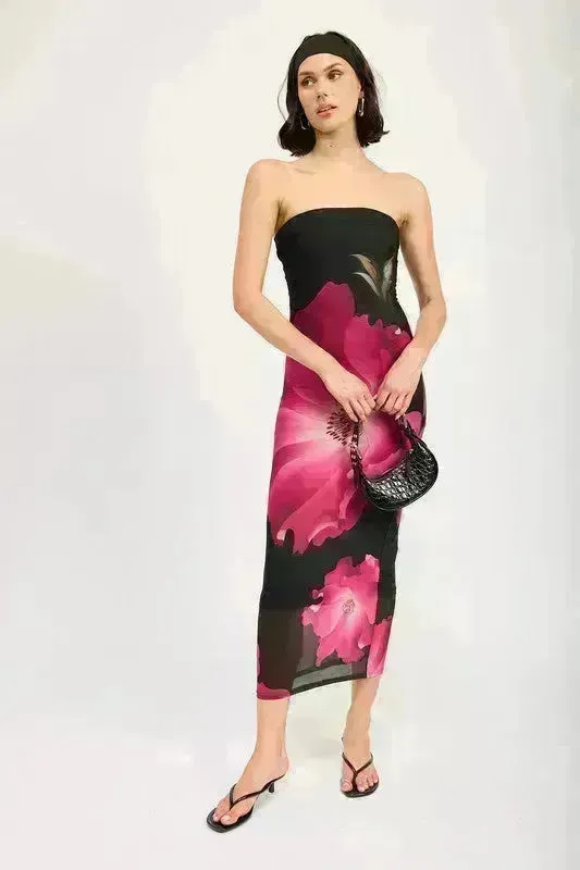 Floral Tube Midi Dress