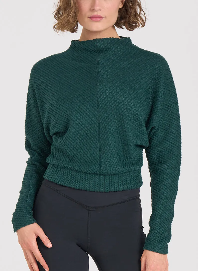 Funnel Neck Dolman Sweater Forest