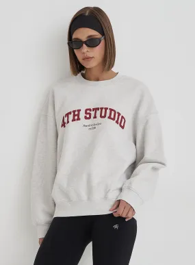 Grey 4th Studio Slogan Oversized Sweatshirt- Reece