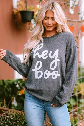 hey boo Graphic Corded Halloween Sweatshirt