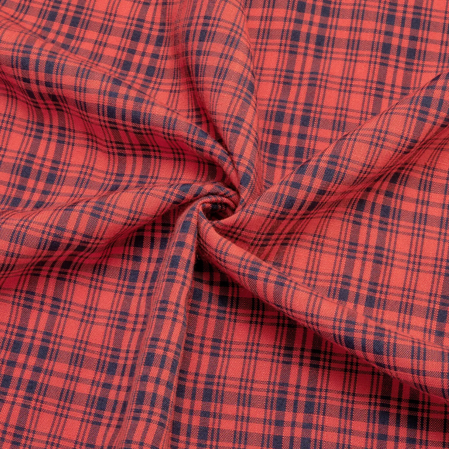 Hi-Tie Button Down Shirt Red Blue Plaid Silk Men's Shirt Classic