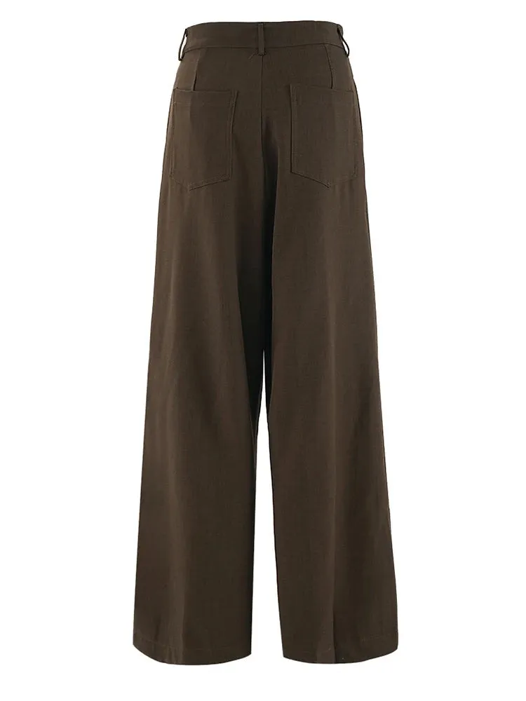 Irregular Design Trousers with Pleated Front