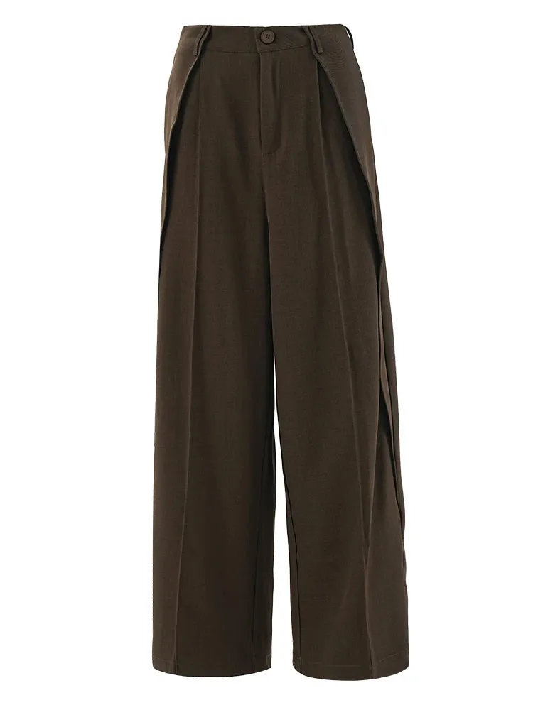 Irregular Design Trousers with Pleated Front