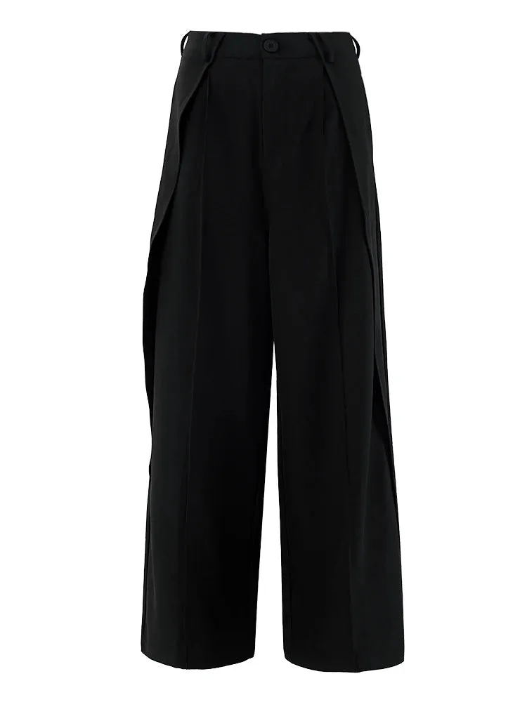 Irregular Design Trousers with Pleated Front