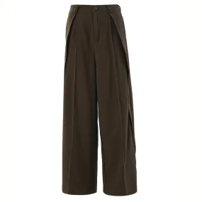 Irregular Design Trousers with Pleated Front