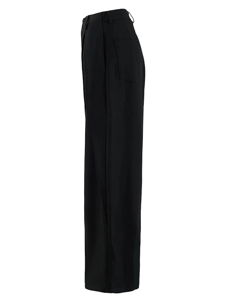 Irregular Design Trousers with Pleated Front