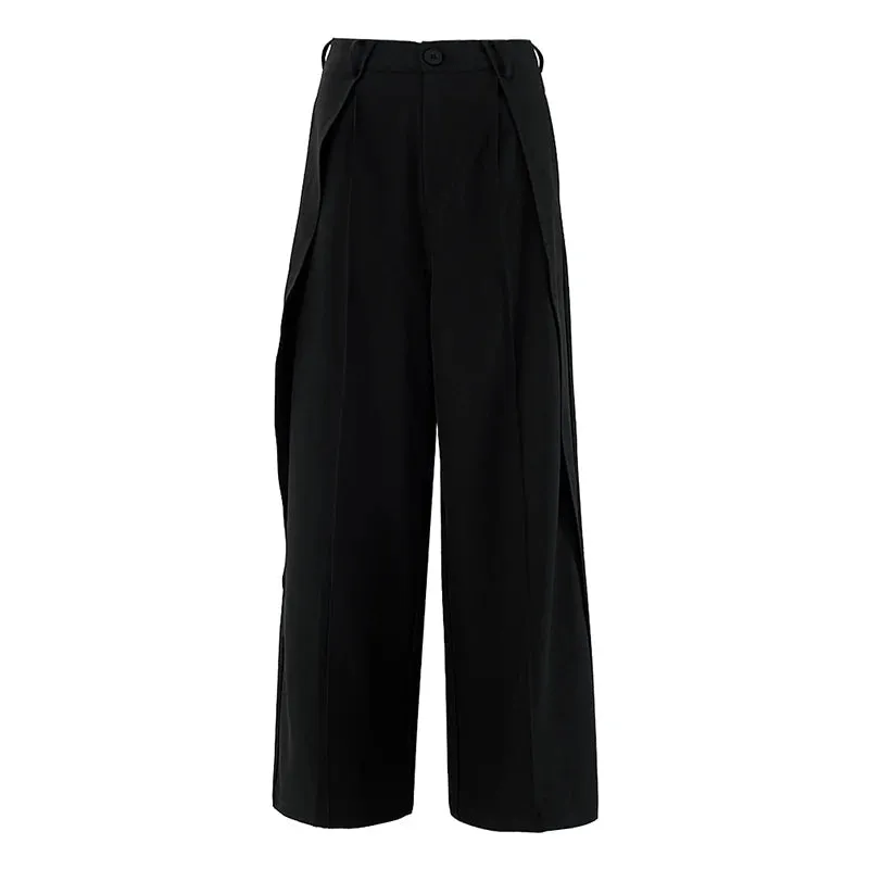 Irregular Design Trousers with Pleated Front