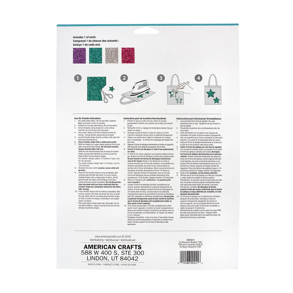 Jolee's Easy Image Iron-On Transfer Sheets 8.5"X11" 4 Pack - Shimmer Bright's*