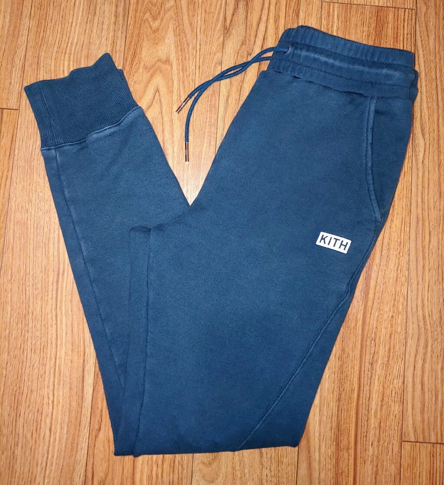 KITH Dark Women's Preloved Teal Joggers Midweight Fleece Tapered Sweatpants Size XS