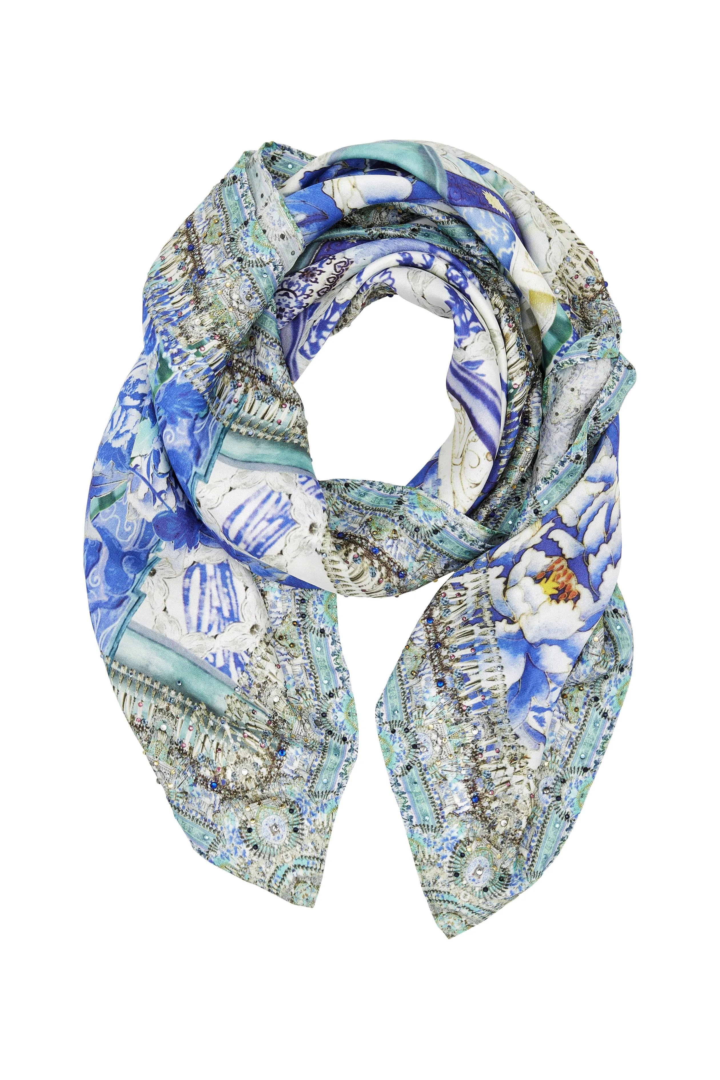 LARGE SQUARE SCARF PORCELAIN PARADISE