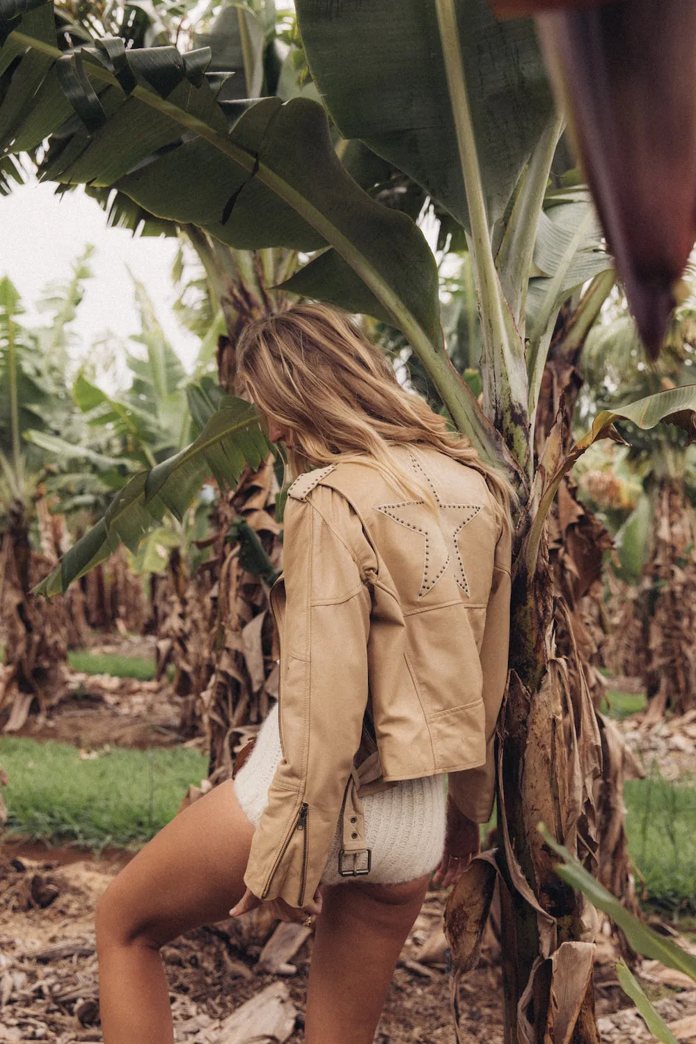 Lone Star Leather Biker Jacket - Beige