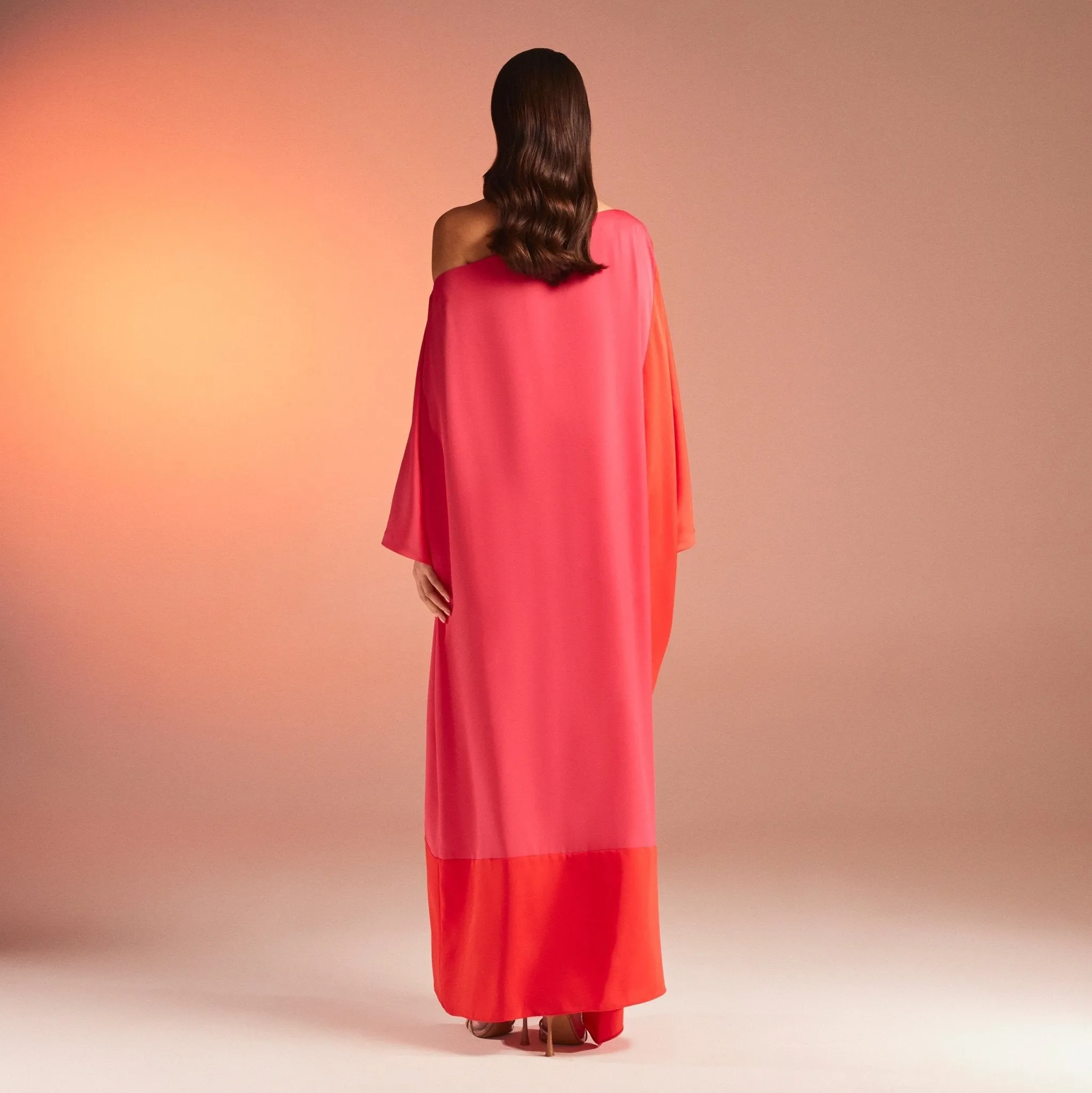 Long Sleeve Dropped Shoulder Satin Kaftan