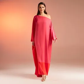 Long Sleeve Dropped Shoulder Satin Kaftan