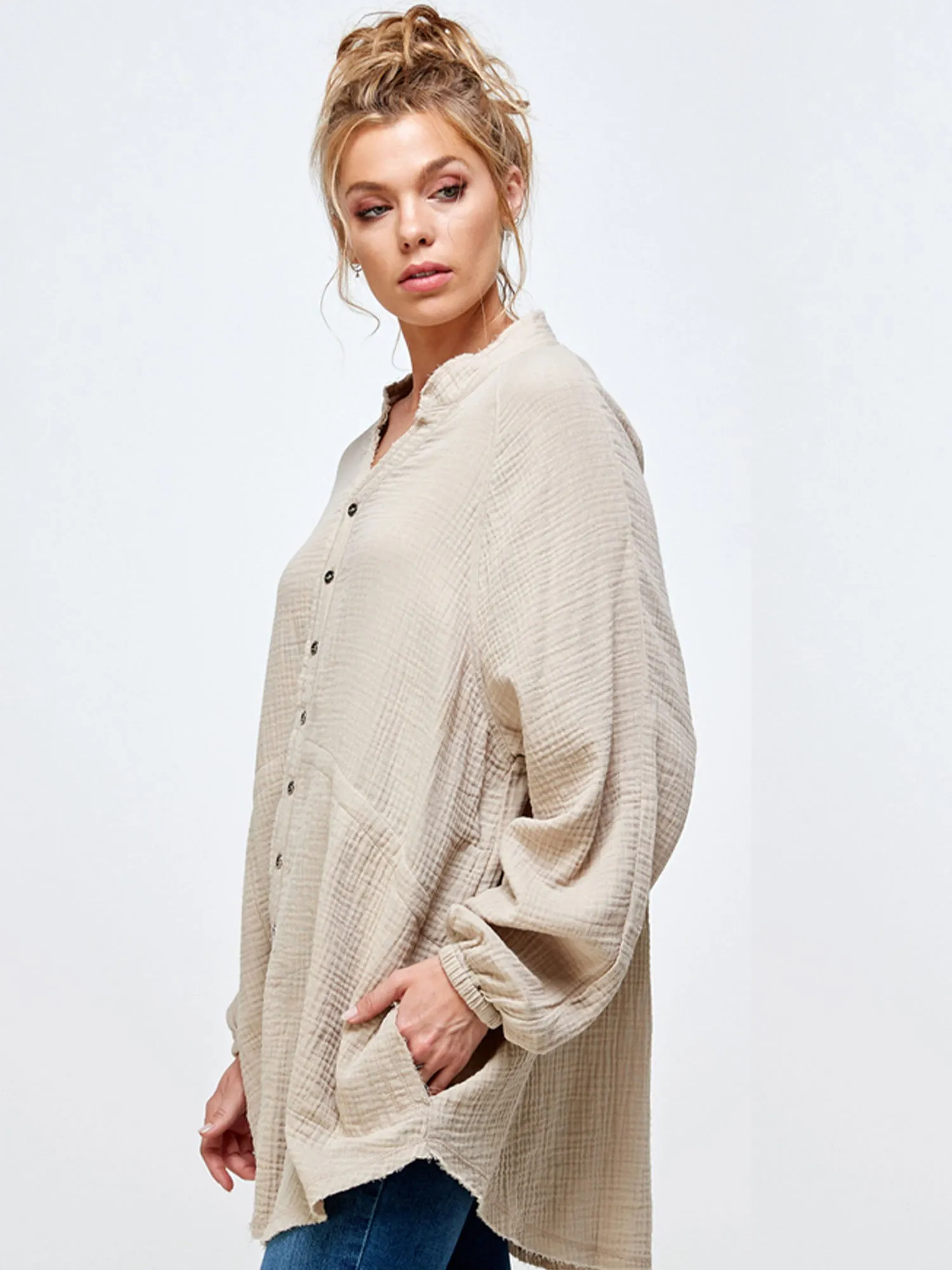 Long Sleeve Oversized Button-Down Shirt