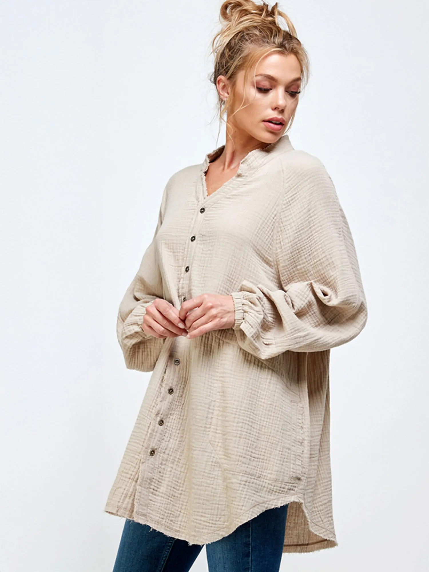 Long Sleeve Oversized Button-Down Shirt