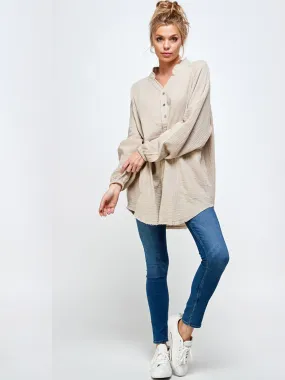 Long Sleeve Oversized Button-Down Shirt