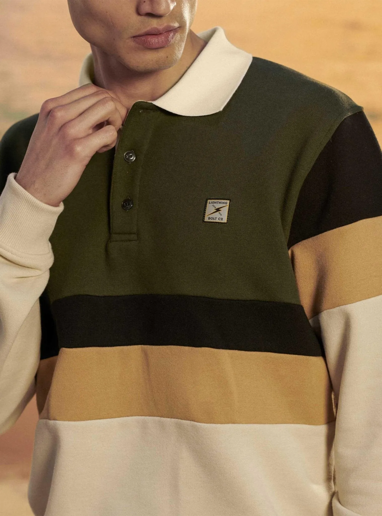 LONG SLEEVE POLO SWEATSHIRT