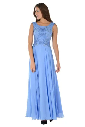 Long Sleeveless Dress with Embellished Bodice by Poly USA 7810