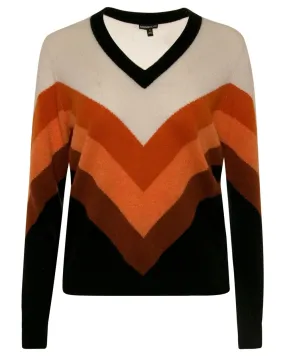 Marmalade Cashmere Chevron Intarsia V Neck