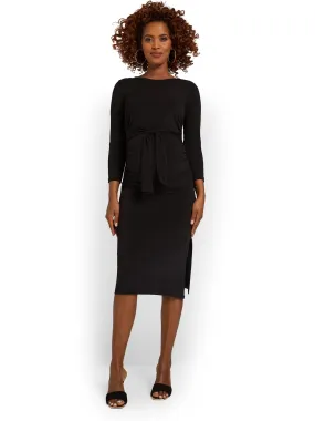 Maternity Tie-Front Knit Midi Dress