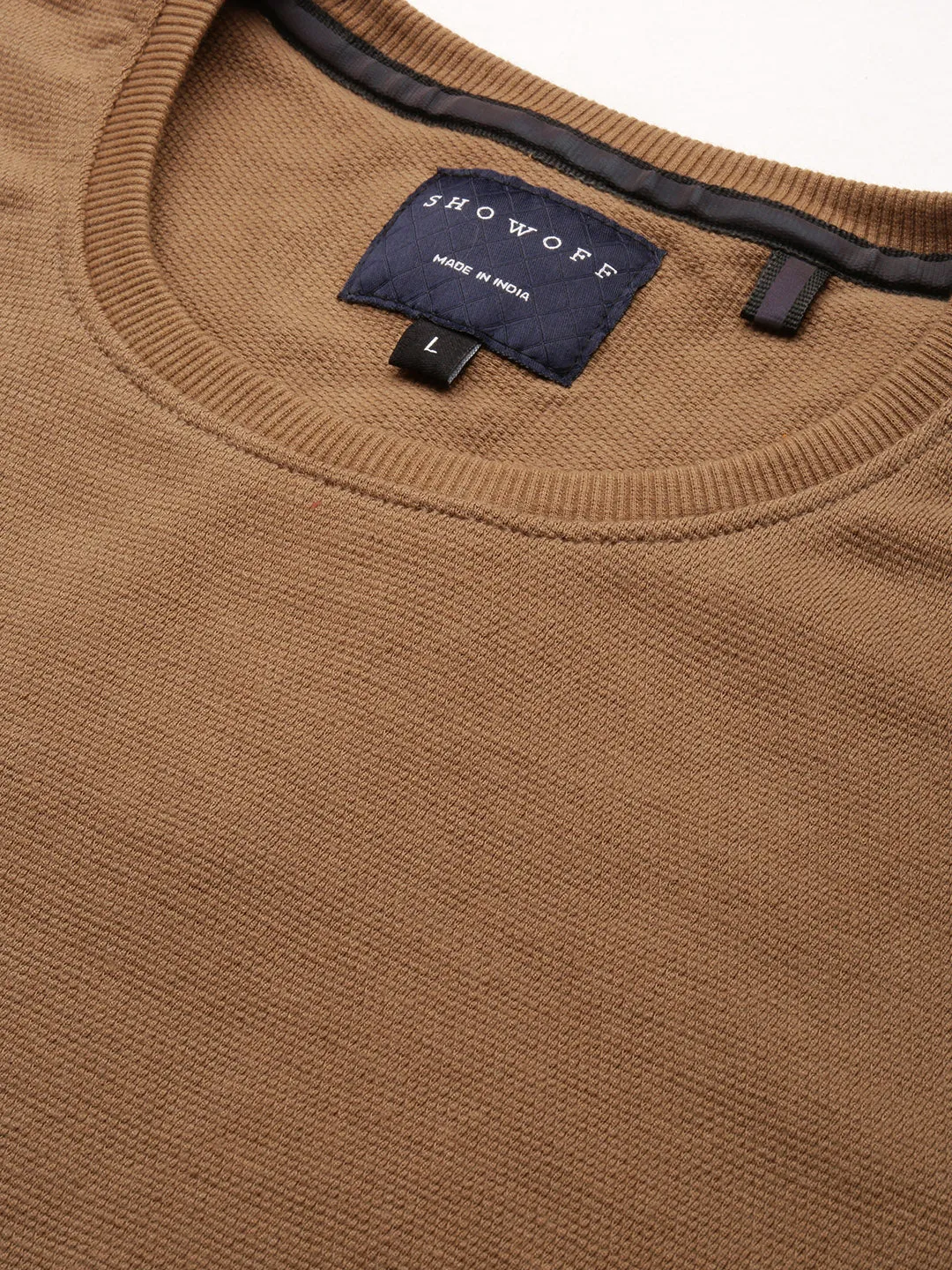 Men Brown Solid Casual Sweatshirts