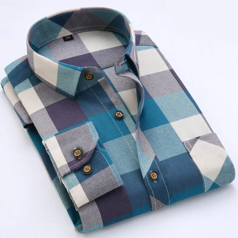 Men Shirt New Brand Casual Plaid Shirts British Style Chemise Homme Spring Long Sleeve.