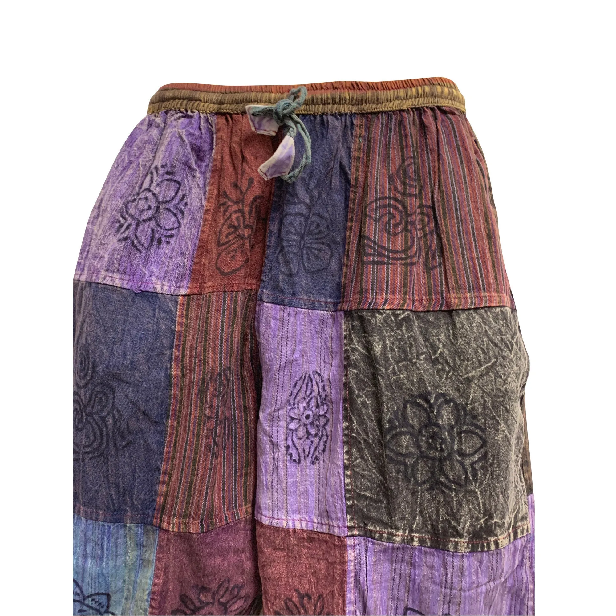 Men's Stonewashed Cotton Bohemian Vintage Yoga Ethnic Print Patchwork Harem Pants #2