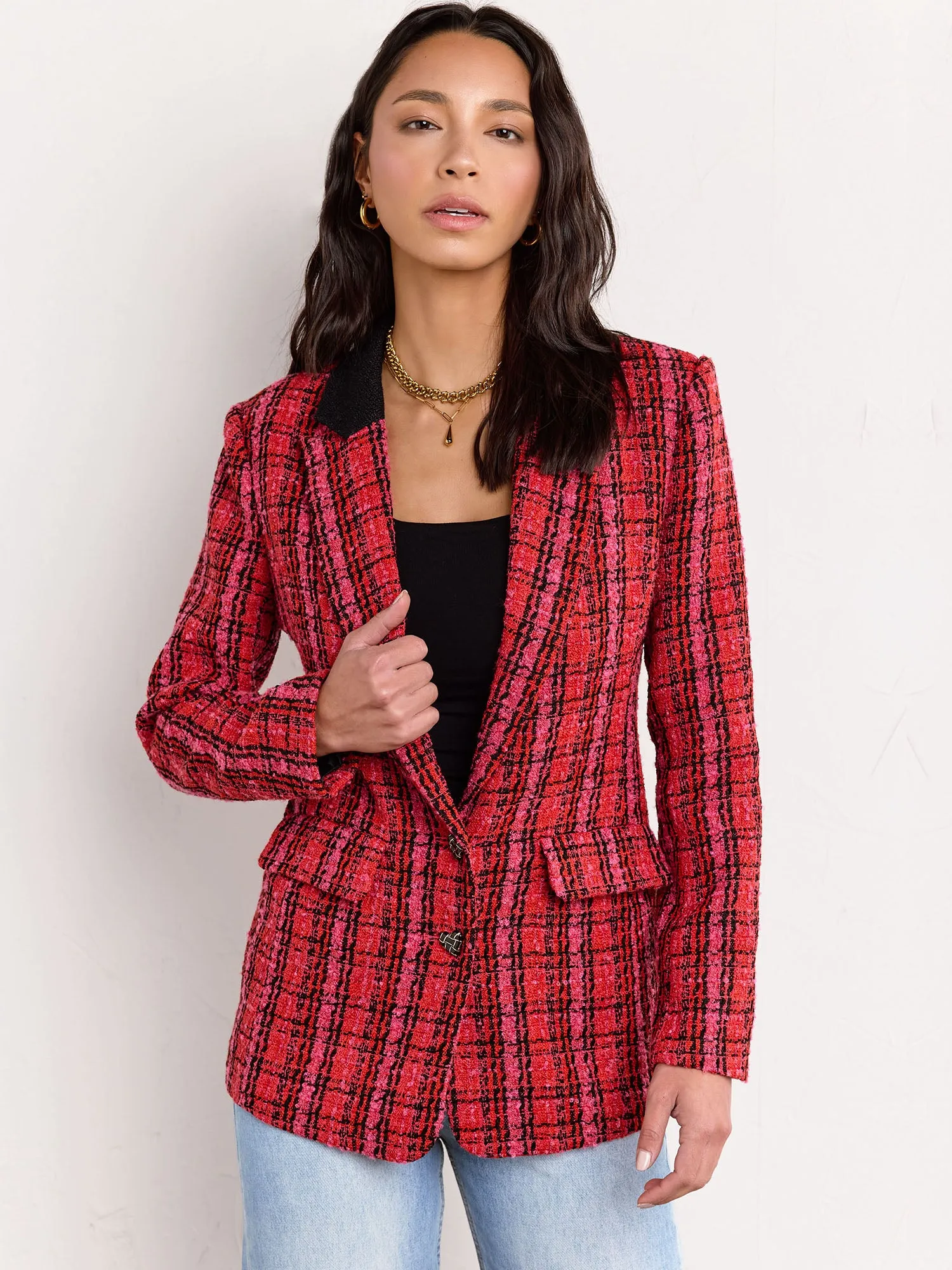 Menswear Tweed Double Breasted Blazer - Aaron & Amber