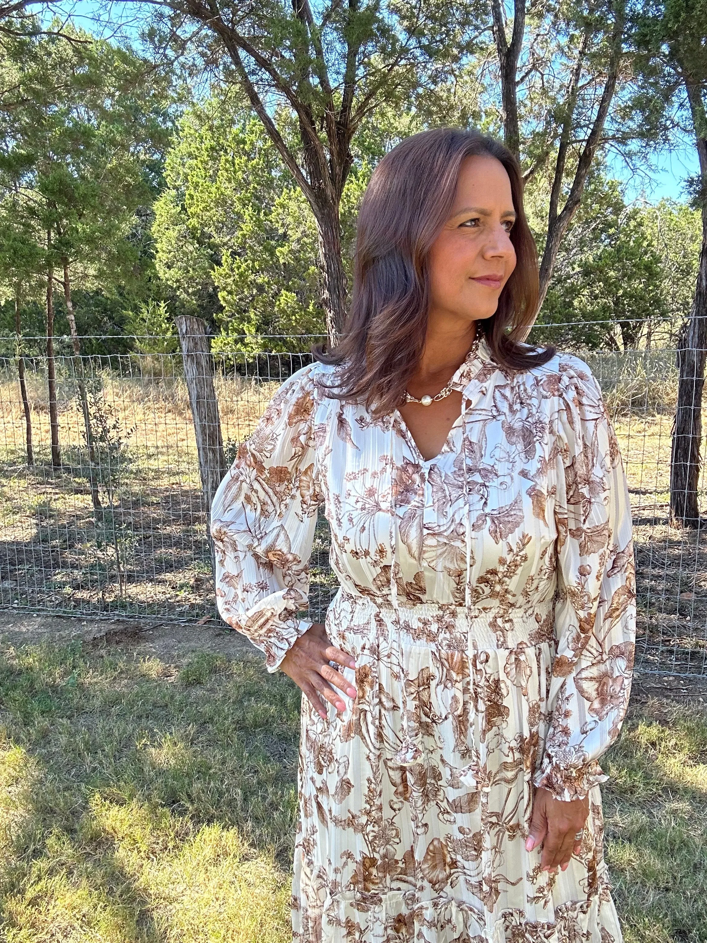 Metallic Floral Midi Dress