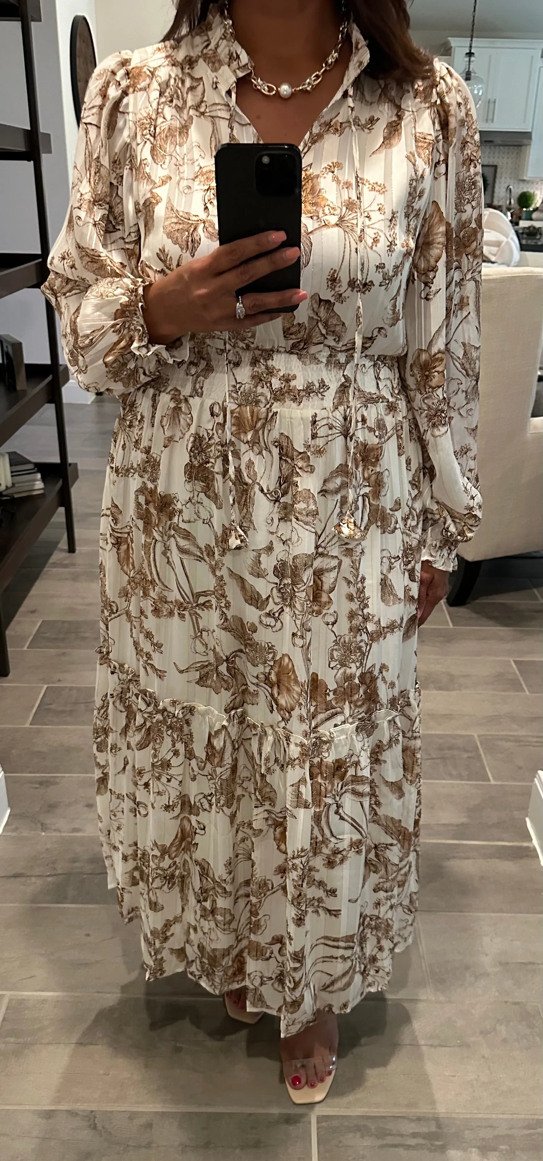 Metallic Floral Midi Dress