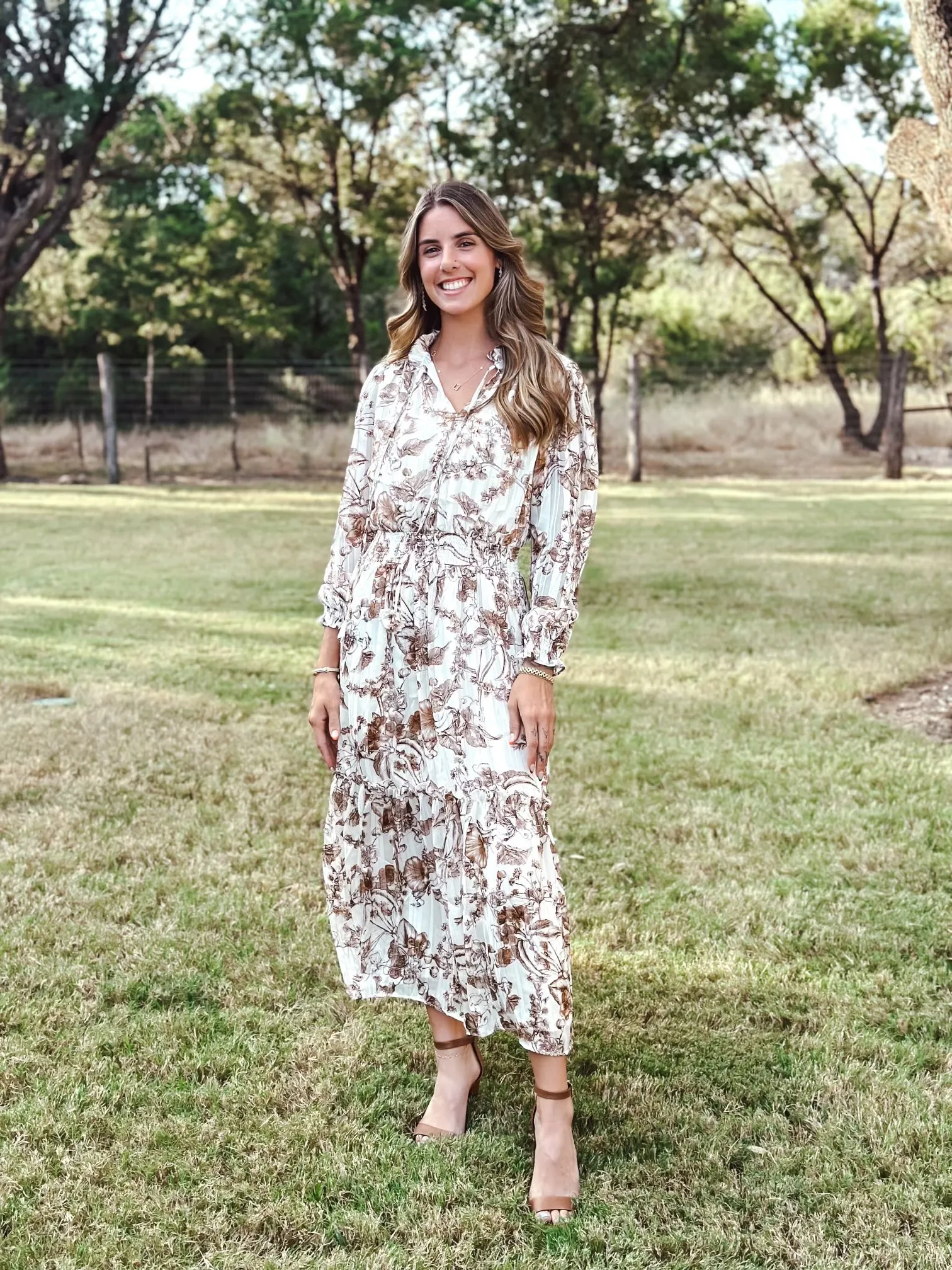 Metallic Floral Midi Dress