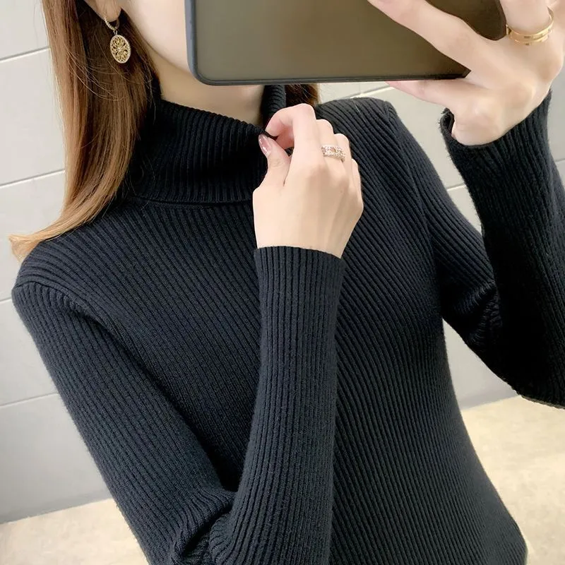 METAVERSMALL Autumn and winter popular slim-fit tight turtleneck inner bottom sweater New new foreign-style versatile long-sleeved knitted sweater