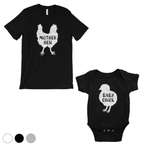 Mother Hen Baby Chick Matching T-Shirts Grey Cute Mother's Day Gift