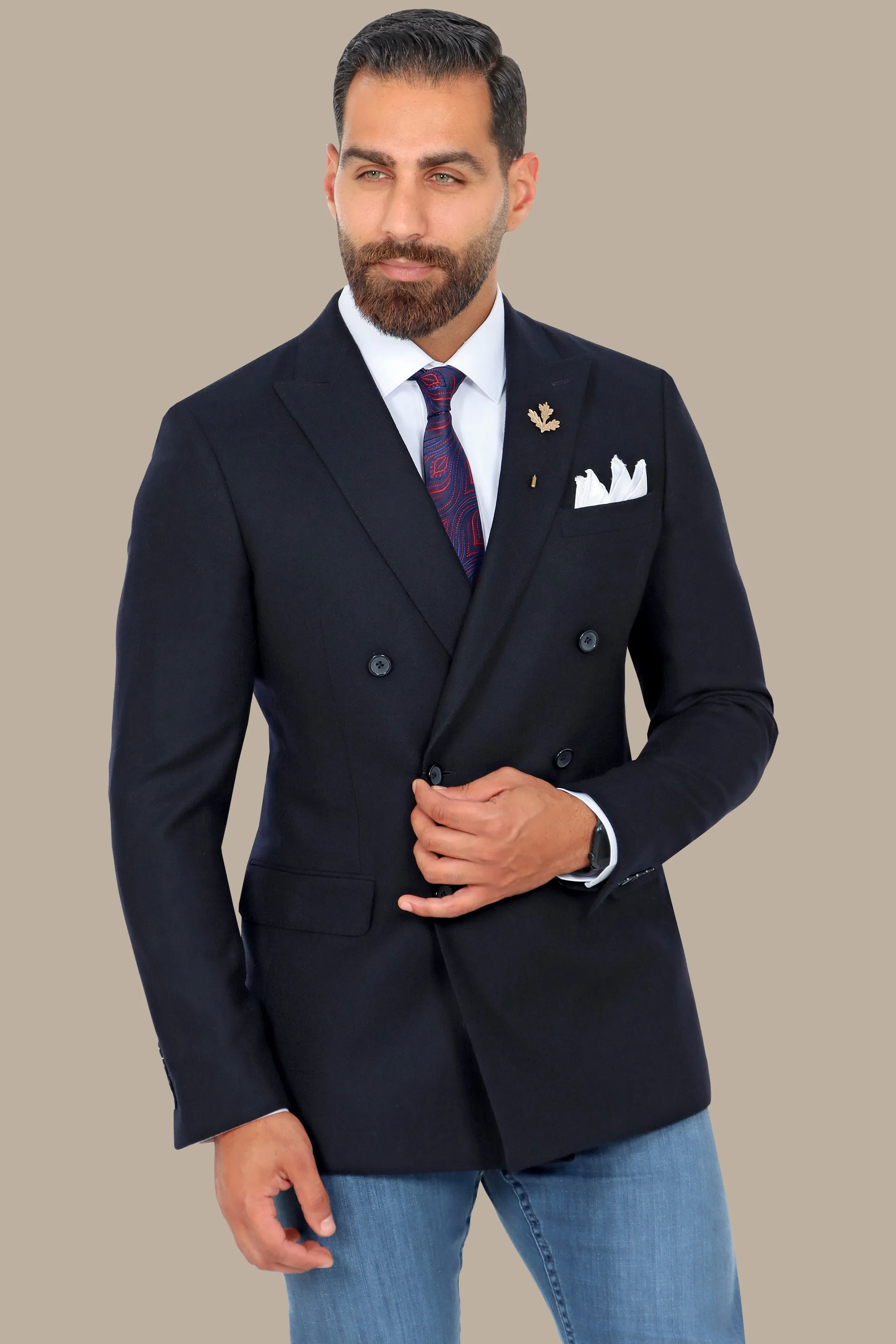 Navy Royalty: Double-Breasted Blazer