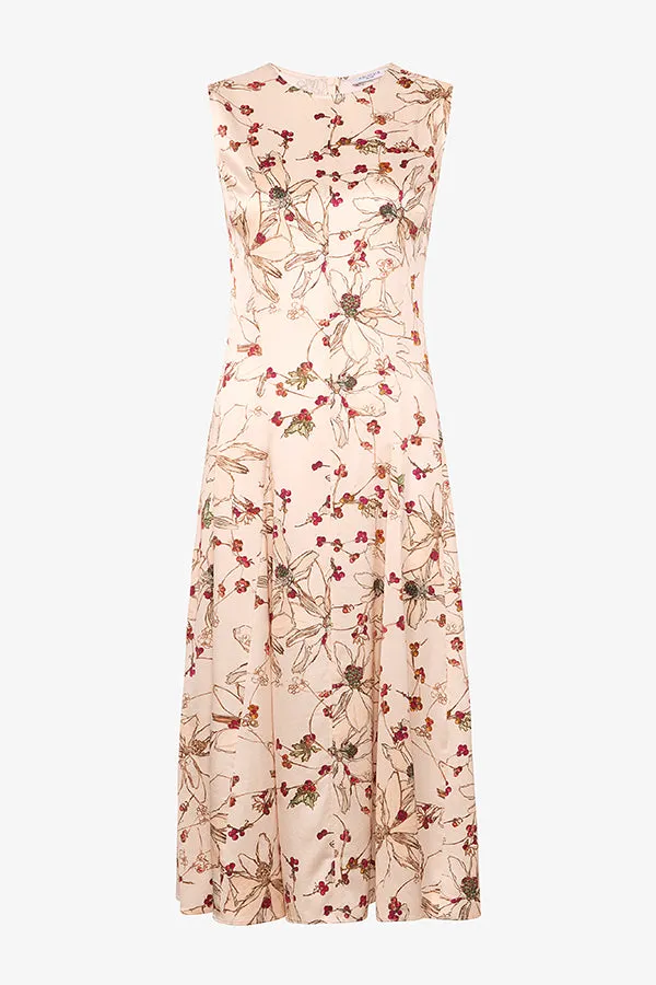 Nyla Dress - Washable Silk Charmeuse :: Botanical Print