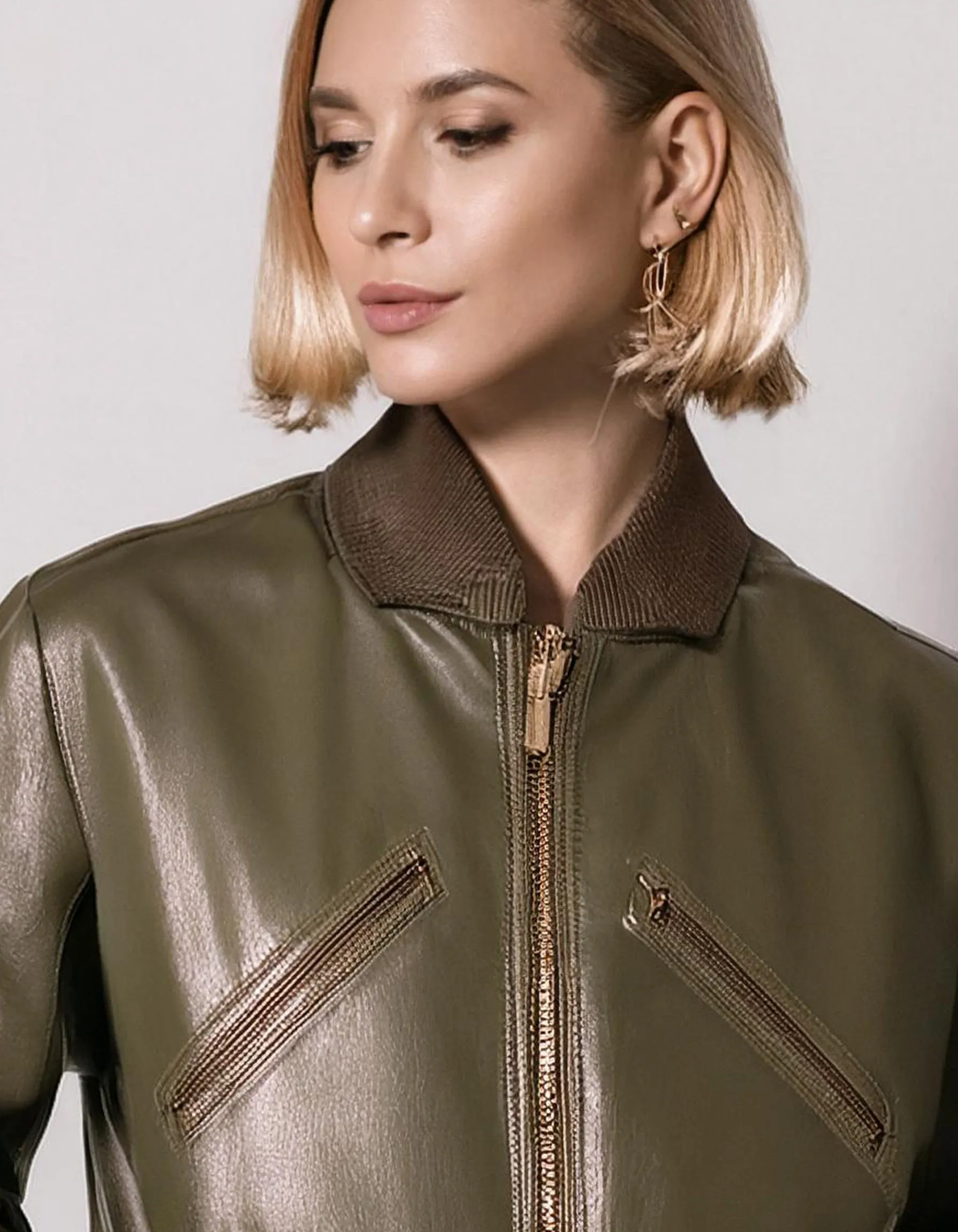 Olive Luxe Bomber Jacket